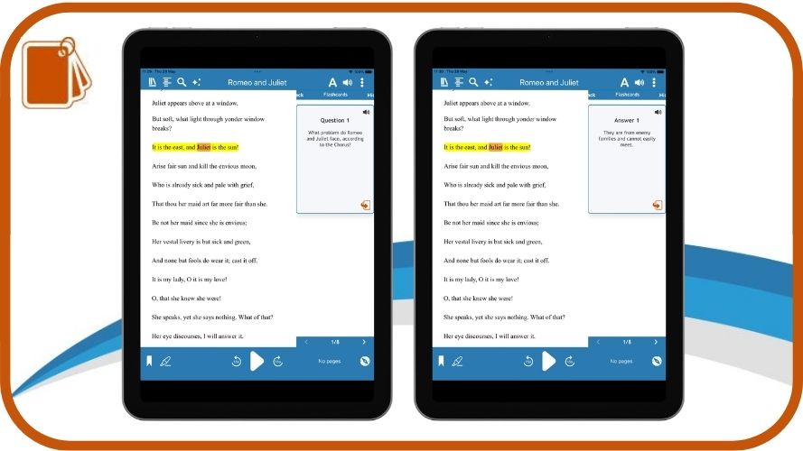 Flashcard feature displayed on ipad screens